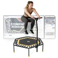 SportPlus Fitness Trampolin Indoor für Zuhause, Trampolin mit Haltestange höhenverstellbar, Gummiseilfederung, Workout & Cardiotraining, Premium-Qualität Designed in Germany 130kg
