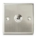 Türklingel mit Edelstahlplatte u. Taster bis 24V Rostfrei Wetterfest 86mm silber