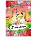 LIMONIA Einladungskarten Tropen Einladungen zum 8. Kindergeburtstag Mädchen Flamingo Kolibri, Einladungskarten Blumen Palmen Karten zum achten Geburtstag