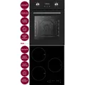 PKM Herd Set Backofen nur 45 cm breit Induktionskochfeld Umluft Timer - Schwarz