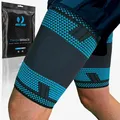 AGILE NOW® Oberschenkelbandage Oberschenkel Kompression Stabilisator, Rutschfest Oberschenkel-Kompressionsbandage für Männer & Damen (2 Stück) Blau L