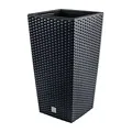 Prosperplast Blumentopf in Rattan-Optik Pflanzkübel mit Einsatz | 26,5 x 26,5 x 50 cm | anthrazit | wetterfest & UV-beständig | aus robustem Kunststoff | für Innen- und Außenbereich
