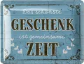 LANOLU Retro Blechschilder DAS SCHÖNSTE GESCHENK IST GEMEINSAME ZEIT vintage Metallschilder mit Sprüchen als Wanddeko für Küche und Garten - Shabby Chic Deko Farmhouse Holz Optik 15x20cm