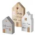 Dekoaufsteller 3 tlg. Mein Haus grau weiß natur Holz Holzhaus mit Spruch