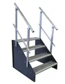 SRM Design Außentreppe 4 Stufen Standtreppe Breite 130cm Höhe 63cm anthrazit beids. Geländer