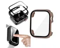 Wigento Smartwatch-Hülle Für Apple Watch Series 9 8 7 45mm / 6 SE 5 4 44mm 2 in 1 Hülle + Glas