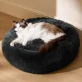 Katzenbett Waschbar Rund Kissen Plüsch Hundebett Kuschelbett Schlafplatz Grau
