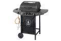 Kingsale Gasgrill Lavastein Gasgrill 5,5 KW + Seitenbrenner 2,5 KW, Thermometer, Abdeckhaube