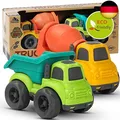 LKW Spielzeug ab 1 Jahr, nachhaltiger Bio-Kunststoff Kinder Set ab 2 Jahr Indoor