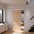 Schulte - Tür Holzschiebetür Eiche 880 X 2035 Zimmertür Holztür Holzschiebetürsystem - Quadratgriff + 2 Seitiger Softclose