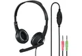 Hama Office Over-Ear Headset 2x 3,5mm Stereo Schwarz PC-Headset (Mikrofon, PC Büro Kophörer Mikrofon Mikro Kopfbügel 2m Kabel Fernbedienung)