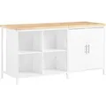 SoBuy Kücheninsel Freistehend Küchenschrank Sideboard Weiß-Natur KNL09-WN