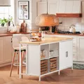 SoBuy KNL09-WN Kücheninsel freistehend Küchenschrank Highborad Kommode Schrank Sideboard Bartisch Buffet Weiß-Natur BHT ca. 170x89x60cm