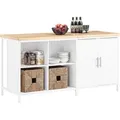 Sobuy Knl09-wn Kücheninsel Freistehend Küchenschrank Highborad Kommode Schrank Sideboard Bartisch Buffet Weiß-natur Bht Ca. 170x89x60cm