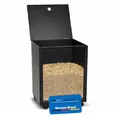 MS Beschläge Pelletbox aus Metall schwarz mit Rollen und Frontscheibe, mobiler Pelletbehälter mit Deckel, Pelletlagerung für Pelletofen und Kaminofen, stabiler Pelletwagen für Holzpellets bis 35 kg