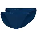 Skiny Slip Herren Tanga 2er Pack Cotton Rib (Packung, 2-St) - blau S