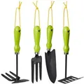 Relaxdays Gartenwerkzeug Set Eisen Kunststoff Vierteilig Mit Aufhängung 27,5 cm x 8 cm x 3,5 cm 460 g