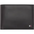 Geldbörse TOMMY HILFIGER "ETON CC FLAP AND COIN POCKET", schwarz, Leder, Basic, Kleinlederwaren, aus weichem Leder