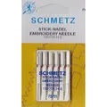 Schmetz 130-705E-75 Stickmaschinen-Nadeln, Metal, Silber, 75/11 Größe, 5 Count