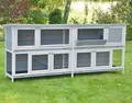Doppel Hasenstall XXL Kaninchenstall Kleintierstall Käfig grau 230x50x101 cm