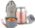 Milu® Thermobehälter für Essen I 450ml I Edelstahl Warmhaltebehälter mit Löffel, Thermobecher Essen, Thermo Lunchbox für Kinder, Erwachsene, Thermobox Suppen, Babybrei, Speisebehälter Rosegold, 450ml