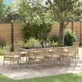 vidaXL 9-teiliges Garten-Esszimmer-Set mit Kissen Beige Poly-Rattan