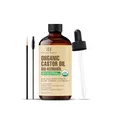 Botanic Hearth Rizinusöl - 100% rein & bio, kaltgepresst, hexanfrei, für Haar-, Wimpern- & Augenbrauenwachstum, inkl. Bürste - 60 ml