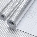 EMAGEREN 2 Rollen Klebefolie Silber Selbstklebend Aluminium Klebefolie Aufkleber Küchenfolie Wasser-und fettdichte Aufkleber Hitzebeständig Tapete Öl-Resistent Tapete Metallfolie, 40 x 200 cm