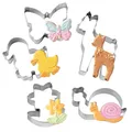 Dr. Oetker Ausstecher Waldzauber – 5-teiliges Set aus Edelstahl für Ostern, Motive: Schnecke, Rehkitz, Ente, Schmetterling und Blume, spülmaschinengeeignet