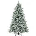 COSTWAY Künstlicher Weihnachtsbaum, mit Schnee, LEDs & 752 Zweigspitzen, 186cm grün Ø 120 cm x 186 cm