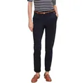 Chinohose COMMA, Damen, Gr. 42, N-Gr, blau, Web, Obermaterial: 65% Baumwolle, 30% Polyester, 5% Elasthan, casual, slim fit 7/8-Länge, Hosen, mit Gürtel und Stretch