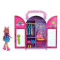 Barbie Chelsea Puppe und Kleiderschrank-Spielset mit Kleidung und Accessoires, 17-teiliges Set, faltbar zum Spielen für unterwegs und zum Verstauen, HXN03