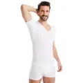 FINN Design Unterhemd Anti-Schweiß Shirt Herren mit V-Ausschnitt und integrierten Achselpads Garantierter Schutz vor Schweißflecken und Schweißgeruch weiß XXL