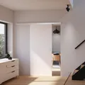 inova Holz-Schiebetür 900 x 2150 x 25 mm Vollspan weiß Alu Komplettset mit Lauf-Schiene und Griffmuschel + 2seitiger Softclose