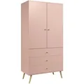 Fedve Schrank, Pink, Holzwerkstoff, 100x180x52 cm, Schlafzimmer, Kleiderschränke, Drehtürenschränke