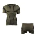 Mil-Tec Performance Funktionsunterwäsche Herren (Kurz, L/XL) • Atmungsaktives & wärmendes Thermounterwäsche Set • Elastische Sportunterwäsche oder Skiunterwäsche • Oliv