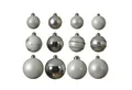 MARELIDA Weihnachtsbaumkugel Christbaumkugel Weihnachtskugel Glas 3 Größen silber weiß 12er Set (12 St)
