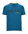 T-Shirt "Lilleo MN TSHRT C", Schnelltrocknendes Herren T-Shirt mit Berg-Print und Melange-Optik, Gr. XL, blau