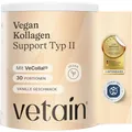 VETAIN Vegan Kollagen Pulver Typ 2 - Mit VeCollal®, Vitamin C, Kurkuma, Zink & Biotin - Für Knochen & Gelenke - Kölner Liste zertifiziert - Ohne Zuckerzusatz - Vanillegeschmack - 300g