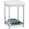 Relaxdays Gepolsterter Hocker mit Ablage Weiß Weiß,Silber