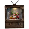Christmas Paradise LED Elektrische Schneekugel TV 24 cm Schneegestöber Musik Licht braun