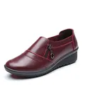 SYktcjgs Fashion Oxford Shoes for Womens Formal Shoes Slip On Style PU Leder Side Reißverschluss verziert Simple Solid Color (Farbe: Rot, Größe: 39 EU)