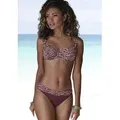 Bügel-Bikini-Top LASCANA "Holly", Damen, Gr. 38, Cup E, rot (bordeaux bedruckt), Recycling-Polyamid, bedruckt, Animalprint, Bikini-Oberteile, mit Animalprint