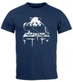 Neverless® Herren T-Shirt mit Aufdruck Panda DJ Techno Rave Festival Outfit Sommer Fashion Streetstyle Navy XL