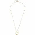 Leonardo Ciao Leda Damen Halskette aus Edelstahl IP Gold mit goldfarbenem Ring Anhänger mit Glaskristall, Länge 60-65 cm, schönes Schmuck Geschenk 023307