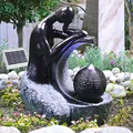 Solar Gartenbrunnen Brunnen Solarbrunnen Zierbrunnen Vogelbad Wasserfall Gartenleuchte Teichpumpe - Springbrunnen Wasserspiel für Garten, Gartenteich, Terrasse, Teich Solar - Brunnen Lady in Black