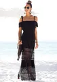 Maxikleid, mit Spitzeneinsätzen im Rockteil, schulterfreies Sommerkleid, Gr. 38 - N-Gr, schwarz N-Gr