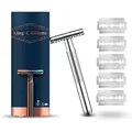 King.C.Gillette Rasierhobel Double Edge Safety, Razor, für Herren, 1-fach Klinge, mit 5 Klingen
