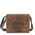 Greenburry Umhängetasche Leder 34x28cm Damen Herren antikbraun CAFE RACER