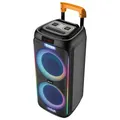 Denver TSP-456 Mobiler Bluetooth Trolley-Lautsprecher – 600W mit LED-Lichteffekten, Dual 8" Woofer, TWS-Funktion - Schwarz/Orange
